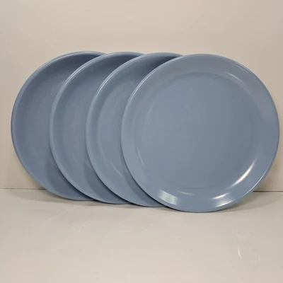 Vtg. Rubbermaid 8" Breakfast/Salad Plate, 4 Melamine Melmac Country Blue #3838 - Image 1 of 4