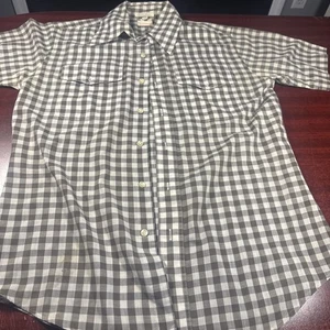  Saks Fifth Avenue Duraple Press Marrón Cuadros Botón Abajo - Imagen 1 de 5