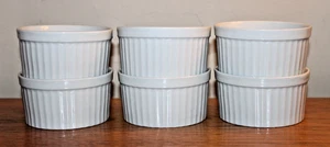 Set 6 Ramekins in ceramica bianca 4 oz | ciotole Brulee crema sicure per forno | tazza soufflé - Foto 1 di 5