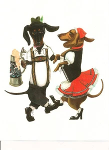 IMPRESIÓN 8X10 DE PINTURA RYTA DACHSHUND OCTOBERFEST ALEMÁN Disfraz Halloween Perro - Imagen 1 de 1