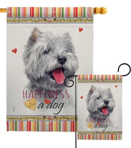 Westie Happiness Garden Flag Animals Dog Small Decorative Gift Yard House Banner - Picture 1 of 13