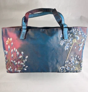 Dolce Vita DV Silk Embroidered Iridescent Fabric Handbag Zip purse cloth handles - Picture 1 of 14