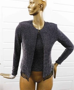 New Xscape Black Sparkle 2pc Twinset Jacket Shell sz S - Picture 1 of 6