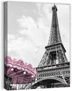 Paris Eiffel Tower Wall Decor for Girls Bedroom Black and White Bathroom Picture - Picture 1 of 7
