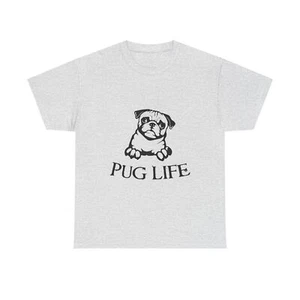 Camiseta de algodón pesado unisex Pug Life Dog Pug Love - Imagen 1 de 25