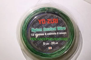 YO-ZURI NYLON COATED WIRE 12 sleeves+6 swivels+6 snaps.cavetto acciaio ricoperto - Imagen 1 de 8