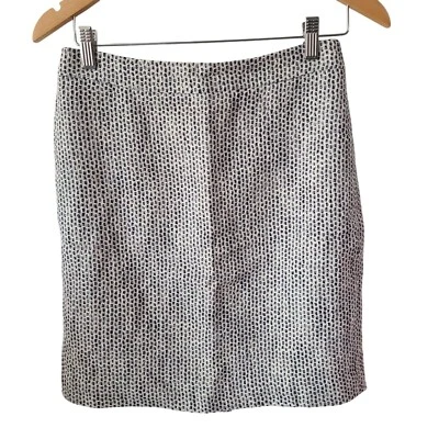 Юбка-карандаш J.Crew No2 женская размер 0 хлопок льняная смесь черная белая текстурированная - Изображение 1 из 4