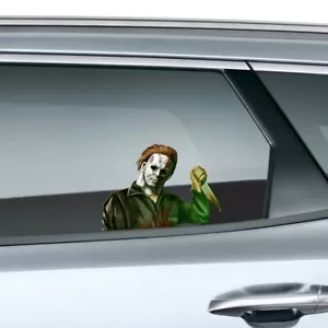 Autocollant de fenêtre murale Michael Myers Peeking voiture Halloween horreur cadeau - Photo 1 sur 2