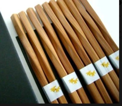 5双9.5英寸筷子发棒木底座扭转日式风格 — 第 1/3 张图片