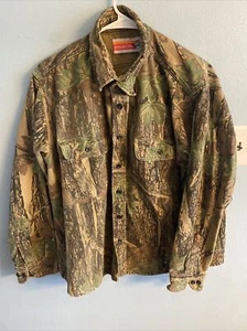 Vtg WINCHESTER Hunting CHAMOIS Shirt TREBARK Camo L/S WARM Men's Medium - Picture 1 of 5