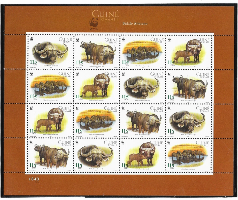 GUINEA BISSAU - NH UNLISTED MINISHEET of 2002  - WWF - ANIMALS - Image 1 of 1