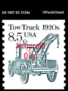 US 1987 SC 2129a TOW TRUCK 8.5¢ DK PRUSSIAN GRN NONPROFIT MNH OG COIL P10V F/VF - Picture 1 of 2