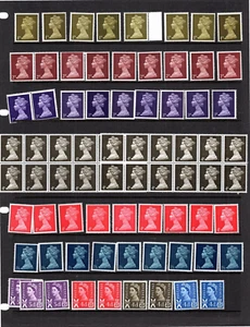 MULTIPLE COLLECTION 77 STAMPS MACHIN OMITTED PHOSPHOR SG CAT £432.00 - Picture 1 of 1