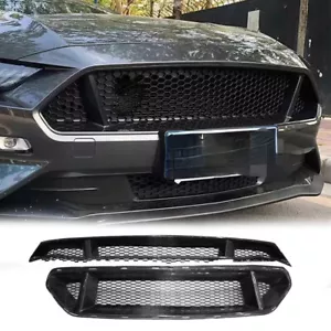 2PCS Front Bumper Mesh Hood Grill Grille Fiberglass For Ford Mustang 15-17 E - Picture 1 of 11