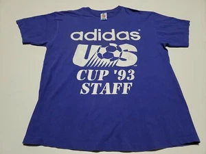 Vintage ADIDAS Soccer US Cup '93 Staff   Short Sleeve Men's Shirt Large Purple - Picture 1 of 9