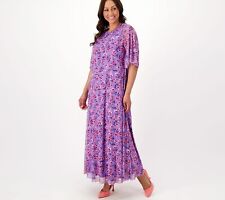 Girl With Curves Women's Dress Sz S Mesh Flutter Sleeve Purple A591122