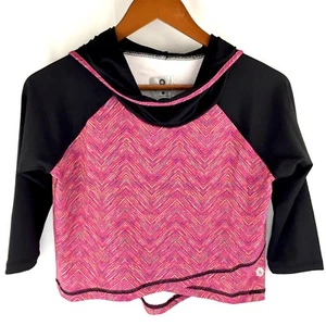 Rainbeau Cowl Neck Crop Hoodie Girls Size Medium or Womens XS/S 3/4 Sleeve Yoga - Picture 1 of 7