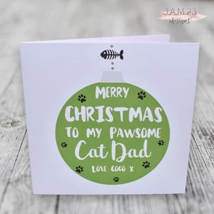 Personalised From The Cat Christmas Card Dad Mum Daddy Mummy - Picture 1 of 9