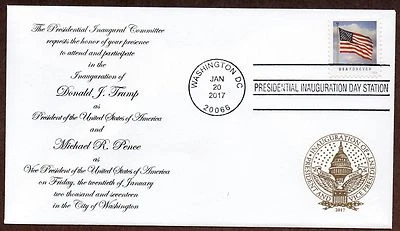 TRUMP FIRST DAY Inaugural COVER Washington D.C. 1/20/17 w/FLAG STAMP CACHET FDC - Image 1 of 4