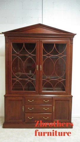Ethan Allen Regents Part Neo Classical China Cabinet Hutch Breakfront Display Cover