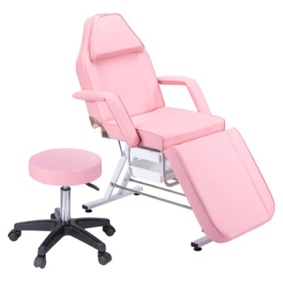 Silla de tatuaje de salón de masajes con taburete hidráulico ajustable belleza spa rosa Foto 1 de 4