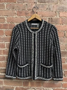Alice & Olivia Women’s Knit Jacket, Sz Medium, Chain Embellishment - Picture 1 of 8