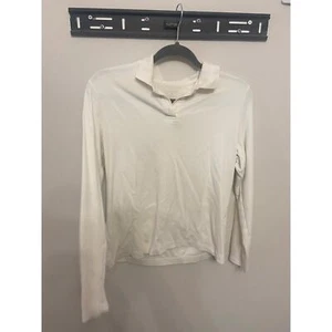 Ladies Lands End cream cotton long sleeved top size 10-12 - Picture 1 of 6