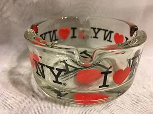 I Love New York Ashtray Clear Glass Classic Vintage With Official NY Seal New - Picture 1 of 12