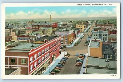 Watertown South Dakota SD Postcard Aerial View Of Kemp Avenue c1940's Vintage - Image 1 of 2