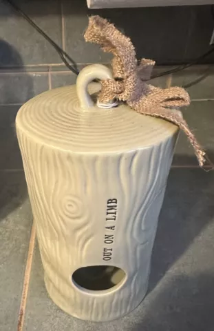New Rae Dunn “Out On A Limb” Cylinder Woodgrain Birdhouse Farmhouse Cover