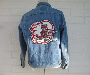 Calgary Flames Denim Jacket Mens Medium Hockey Vintage Jacket - Picture 1 of 8