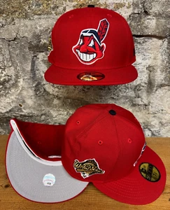 Cleveland Indians Wahoo New Era Fitted Club 59Fifty RED SOLID WORLD SERIES PATCH - Picture 1 of 5