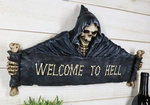 Ebros Large Grim Reaper Skeleton Welcome Opening Scroll Wall Decor 17.5" Long - Picture 1 of 9