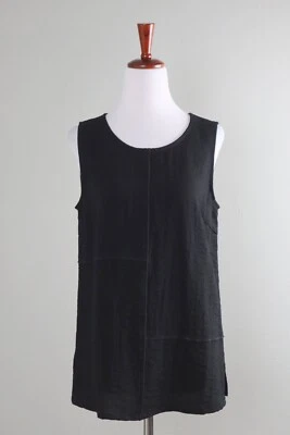 HABITAT $72 Solid Black Textured Seamed Casual Scoop Neck Tank Top Size XS - Image 1 of 4