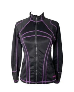 Women’s Small Track Jacket Fila Sport Black and Purple Full Zip Athletic - Picture 1 of 6