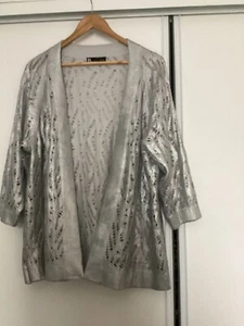 TS Taking Shape Metallic Silver Knitwear Cardigan Size S - Picture 1 of 6