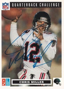 CHRIS MILLER AUTO'D 1991 UPPER DECK DOMINO'S PIZZA QUARTERBACK CHALLENGE CARD #1 - Picture 1 of 4