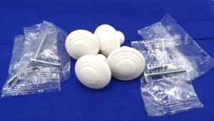 Ceramic Cabinet Knobs White Round  1 1/2" diam. Set of 4 knobs with screws - Picture 1 of 3
