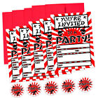 15 invitations de fête d'anniversaire à thème ninja et enveloppes rouges avec 15 autocollants