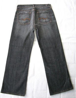 7 For All Mankind Relaxed Jean Men Sz 29 X 28 Black-Gray Distressed Stretch USA - Image 1 of 4