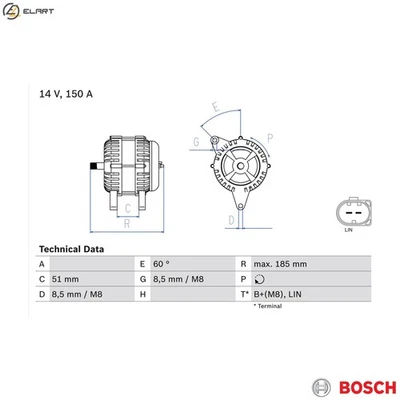 ALTERNATOR 0 986 048 380 FOR FORD MONDEO/IV/Turnier S-MAX GALAXY FFWA 1.8L 4cyl - Image 1 of 4