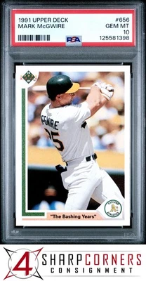 1991 UPPER DECK #656 MARK McGWIRE BASHING YEARS ATHLETICS PSA 10 - Image 1 of 3