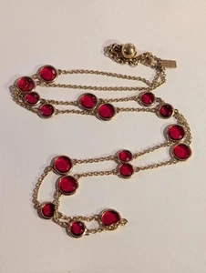 Necklace Kate Spade Red Glass Stations Gold Tone 30" with 2-1/2" Extender Unworn - Picture 1 of 4