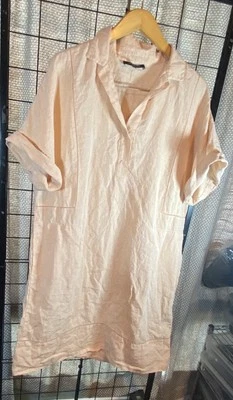 Lafayette 148 Linen  Dress Sz L Pocket Lt. Peach  Knee Length - Image 1 of 4