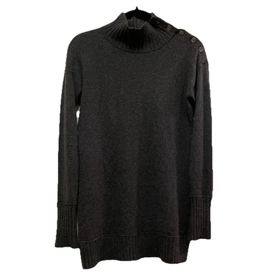 Mini Vestido Suéter VINCE Gris Oscuro Cachemira Simulado Cuello Alto Talla S Foto 1 de 4