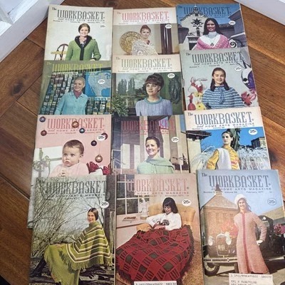 Workbasket Magazine Lot 12 Craft Crochet Knit Ideas Retro Patterns 1971 - Image 1 of 4