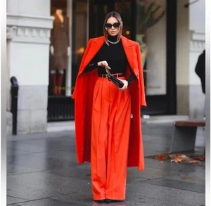 ZARA WOMAN NEU MIT ETIKETT SS25 ORANGE TAILLIERT WOLLMISCHUNG MANTEL ZW COLLECTION 2211/806/615 M - Bild 1 von 10