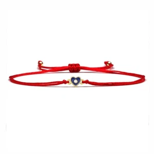 Blue Tiny Heart Charm Red String Protection Bracelet - Picture 1 of 1