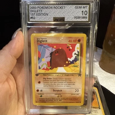 Vintage 2000 POKEMON ROCKET 1ST ED #52 DIGLETT Graded AGS 10 Gem - Image 1 of 3