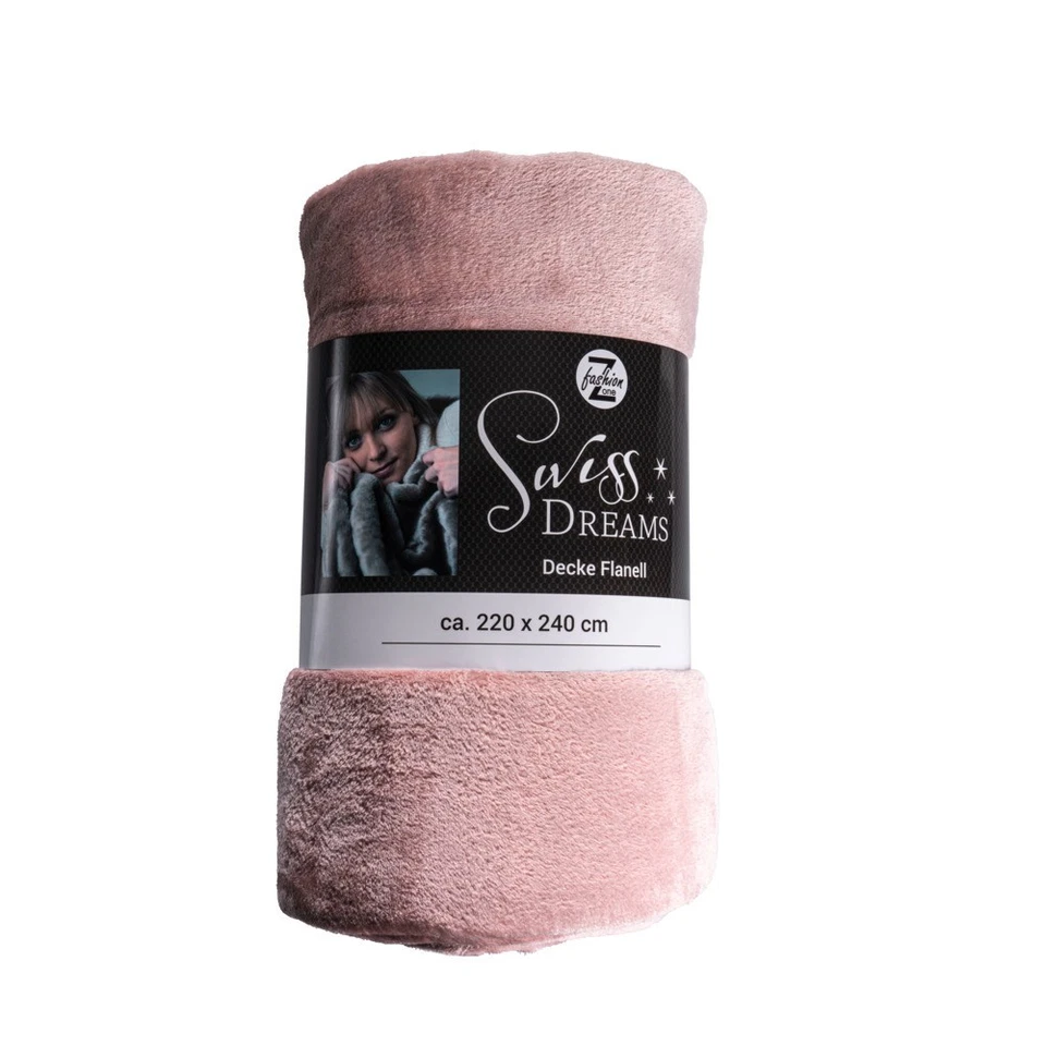 Kuscheldecke 220x240 cm in Altrosa aus Flanell Decke Tagesdecke Wohndecke XXL - Bild 1 von 1